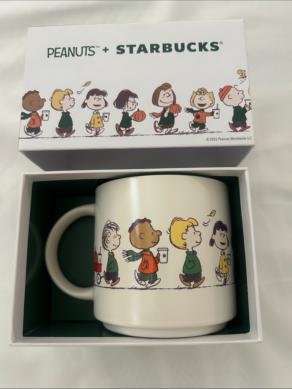Starbucks White Peanuts Holiday Character Mug